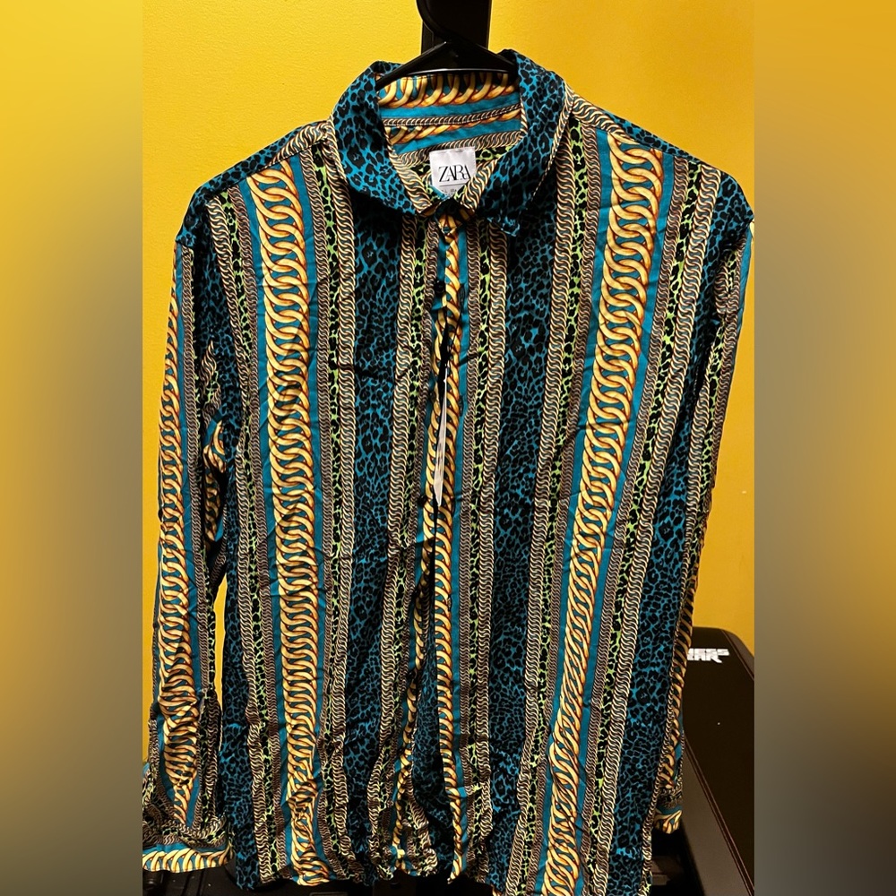 ZARA Mens LARGE Button Up NWT